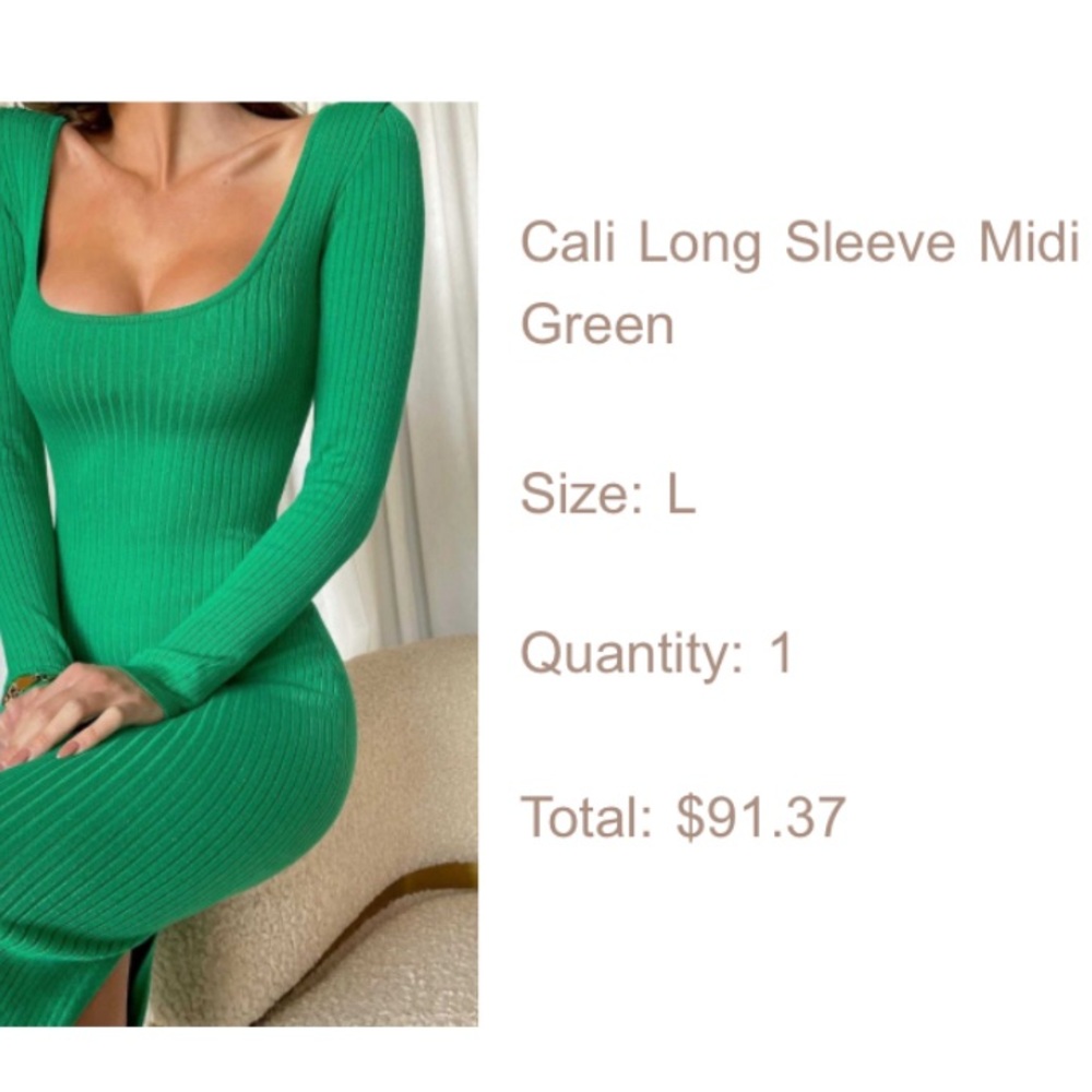 Meshki Cali Long Sleeve Midi Dress - Green